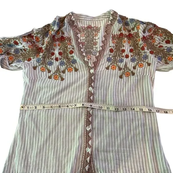 Sundance Red and Brown Embellished Blouse - Picture 5 of 9